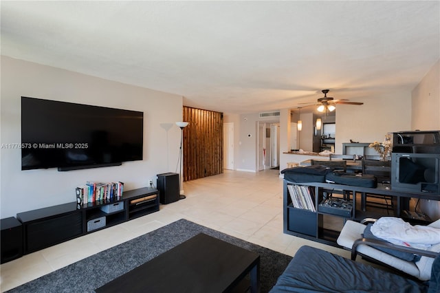 1680 NE 191st St Unit 307-2, Miami, FL 33179 - living room featuring light tile patterned floors and ceiling fan