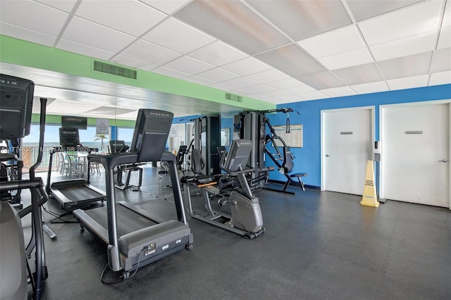 3111 N Ocean Dr Unit 308, Hollywood, FL 33019 - workout area featuring a paneled ceiling and visible vents