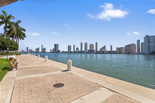 property view of water with a view of city