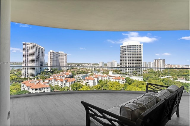 balcony with a view of city