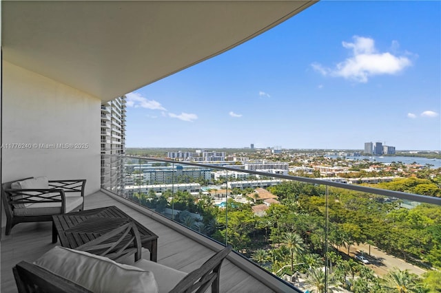 balcony with a view of city