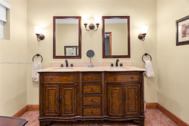 11472 SW 28th Ter, Miami, FL 33165 - full bath with tile patterned flooring, double vanity, and baseboards