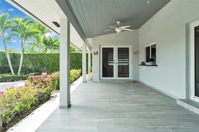 11472 SW 28th Ter, Miami, FL 33165 - view of patio / terrace featuring french doors, ceiling fan, and fence