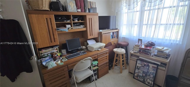 office area with light colored carpet