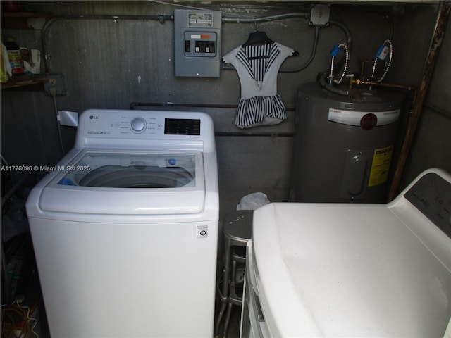 105 NW 32nd Pl, Miami, FL 33125 - washroom featuring washer / dryer, water heater, and electric panel