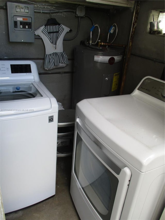 105 NW 32nd Pl, Miami, FL 33125 - clothes washing area featuring water heater and independent washer and dryer