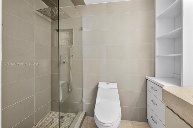 700 Biltmore Way Unit 402, Coral Gables, FL 33134 - full bath with walk in shower, vanity, toilet, and tile walls