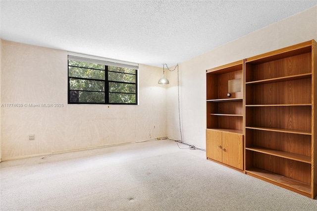 unfurnished room with a textured ceiling and carpet floors
