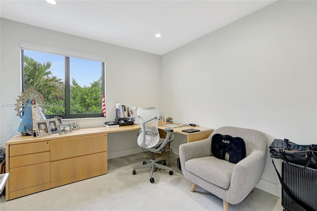 office space featuring recessed lighting