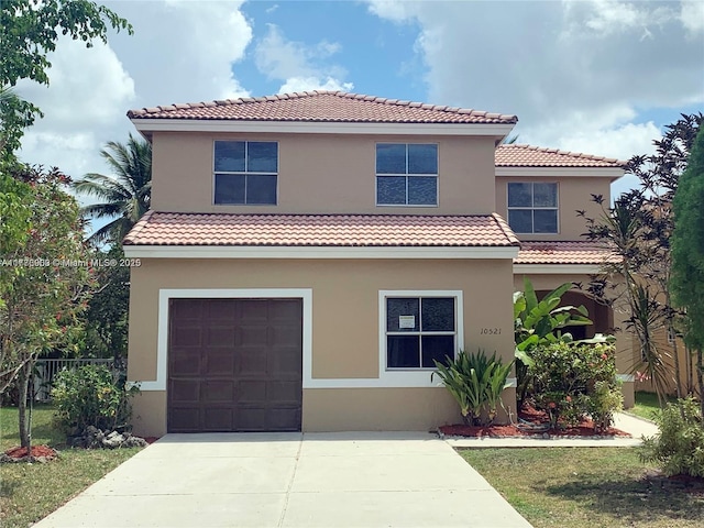 10521 SW 13th Ct, Pembroke Pines, FL 33025 - mediterranean / spanish-style home featuring a tiled roof, a garage, and stucco siding