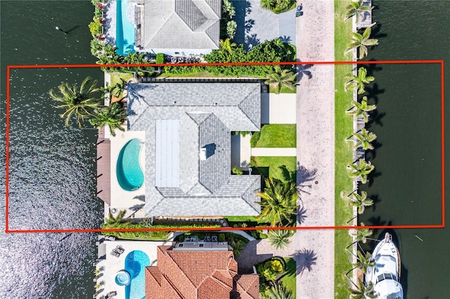 872 NE 79, Boca Raton, FL 33487 - aerial view of property and surrounding area with a pool area and property boundaries highlighted
