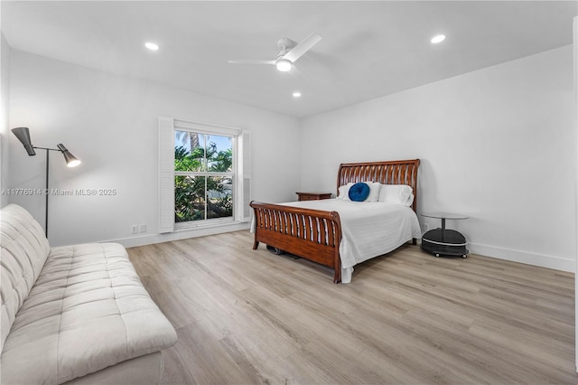 872 NE 79, Boca Raton, FL 33487 - bedroom with wood finished floors, baseboards, recessed lighting, and a ceiling fan