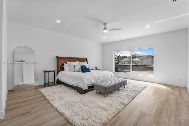 872 NE 79, Boca Raton, FL 33487 - bedroom with light wood-style floors, recessed lighting, baseboards, and ceiling fan