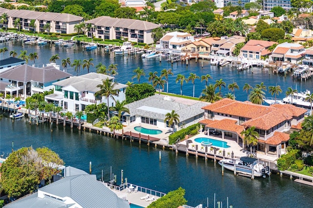 872 NE 79, Boca Raton, FL 33487 - aerial view of residential area with a large body of water, numerous boat docks, and a pool area