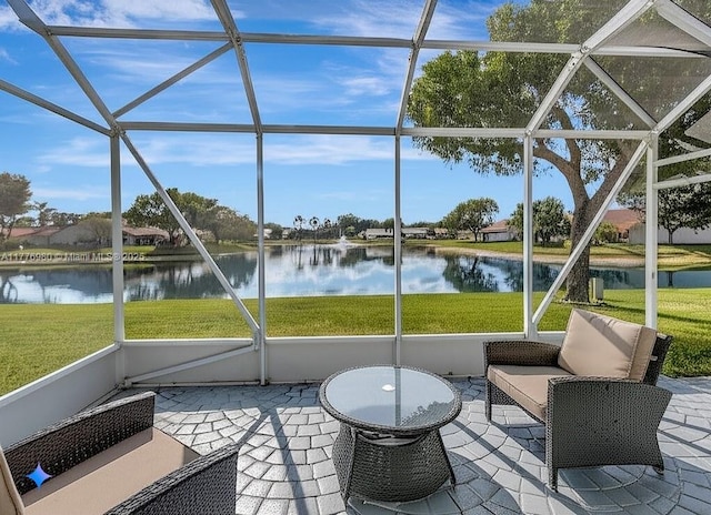 3881 Hidden Cypress Way, Lake Worth, FL 33467 - sunroom featuring a water view
