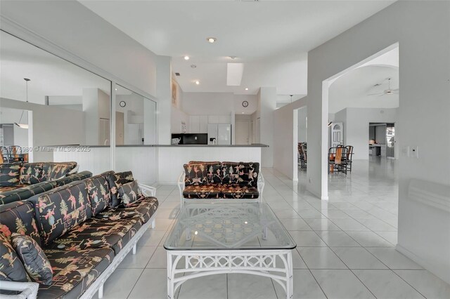 3881 Hidden Cypress Way, Lake Worth, FL 33467 - living room featuring ceiling fan and light tile patterned flooring