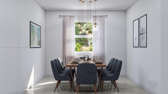 dining room featuring light tile patterned floors and baseboards