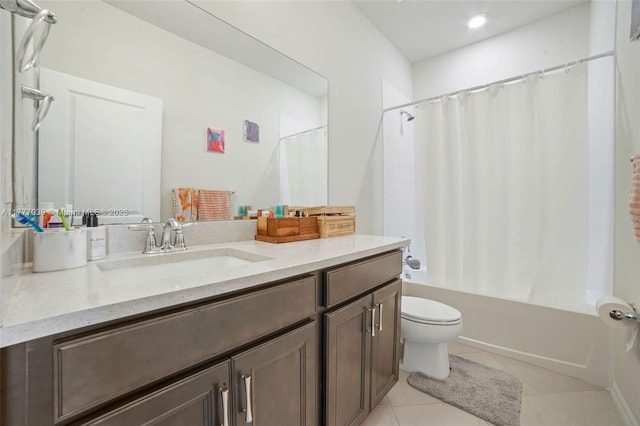 4154 Greenway Dr, Hollywood, FL 33021 - bathroom with tile patterned floors, toilet, vanity, and shower / bath combo with shower curtain