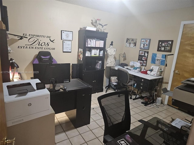 office space featuring light tile patterned floors