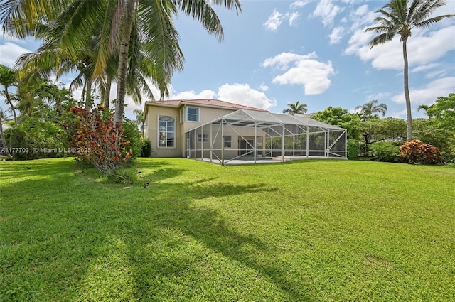 9145 Picot Ct, Boynton Beach, FL 33472 - view of grassy yard with a lanai and a swimming pool