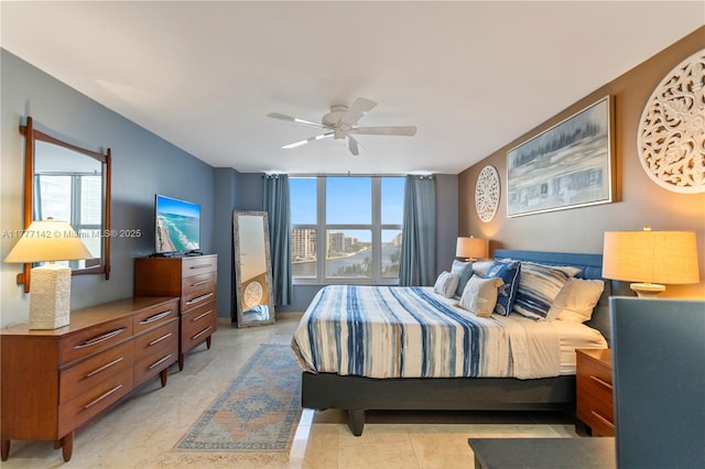 bedroom featuring ceiling fan