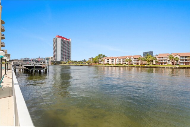 property view of water featuring a dock