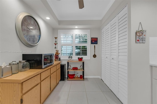 14773 Cumberland Dr Unit 208, Delray Beach, FL 33446 - interior space with light tile patterned floors, recessed lighting, baseboards, and a ceiling fan