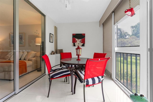 14773 Cumberland Dr Unit 208, Delray Beach, FL 33446 - dining room featuring tile patterned flooring and a ceiling fan