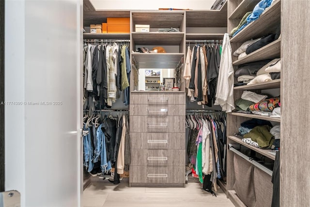 spacious closet featuring wood finished floors