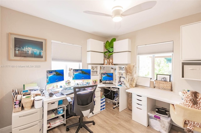 6250 SW 19th St, Miami, FL 33155 - office area with a ceiling fan and light wood-style floors