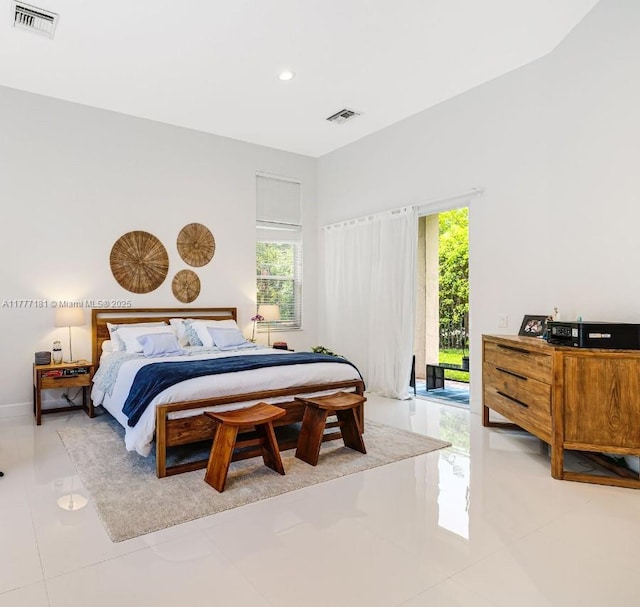1604 Victoria Pointe Ln, Weston, FL 33327 - bedroom featuring tile patterned floors, access to exterior, and recessed lighting
