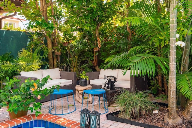 view of patio featuring an outdoor living space