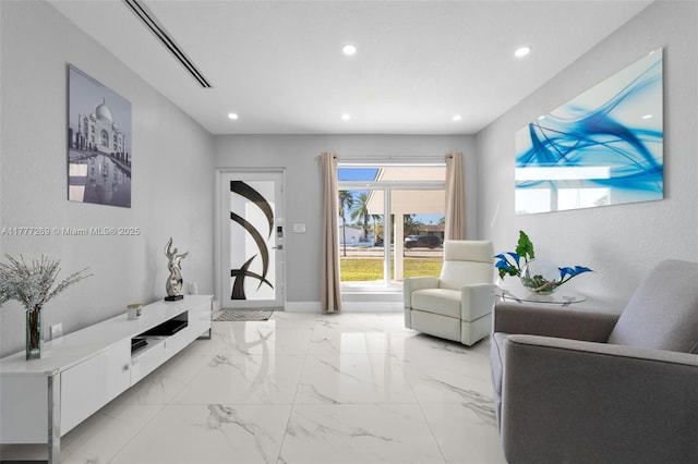 9025 SW 56th St, Miami, FL 33165 - living area featuring recessed lighting and light marble finish floors