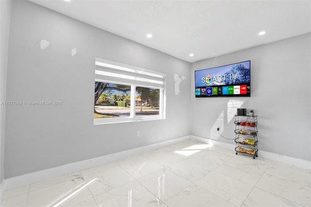 9025 SW 56th St, Miami, FL 33165 - unfurnished room featuring marble finish floors, baseboards, and recessed lighting