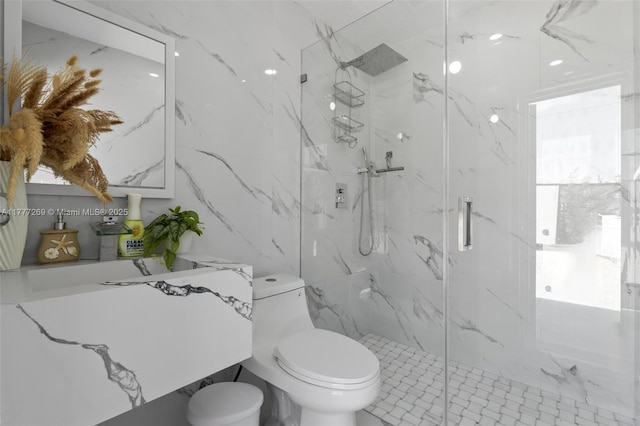 9025 SW 56th St, Miami, FL 33165 - full bath with a marble finish shower and toilet