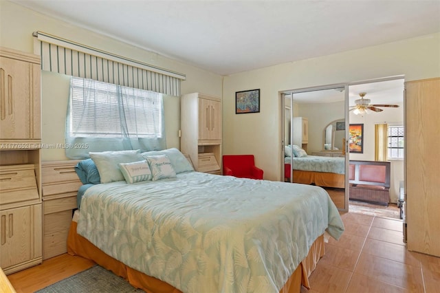 bedroom with light tile patterned floors