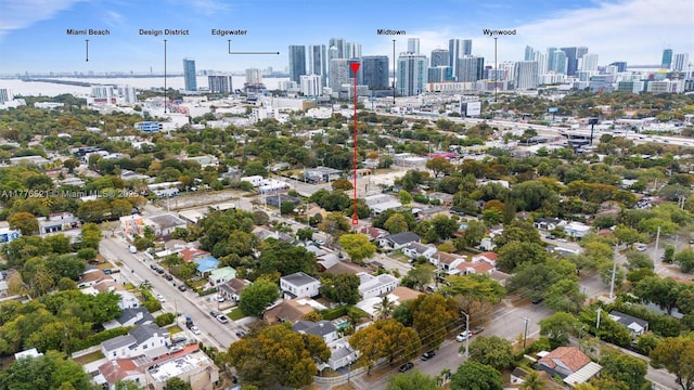 drone / aerial view with a city view