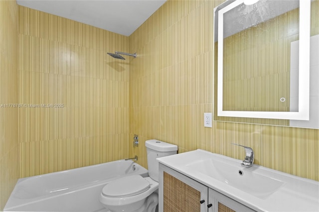 1640 NE 183rd St, North Miami Beach, FL 33179 - full bath with tile walls, toilet, bathtub / shower combination, and vanity