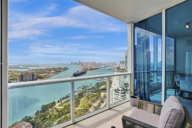 100 S Pointe Dr Unit 3102, Miami Beach, FL 33139 - balcony with a skyline view and a water view