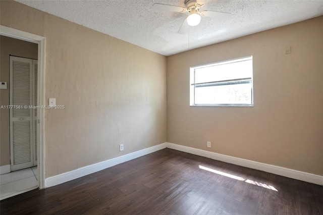 4061 N Dixie Hwy Unit 29, Oakland Park, FL 33334 - spare room with wood finished floors, ceiling fan, a textured ceiling, and baseboards