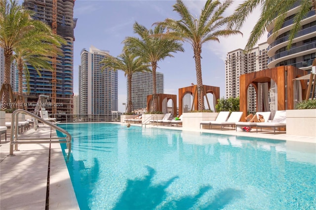 801 S Miami Ave Unit 5410, Miami, FL 33130 - pool with a city view and a patio