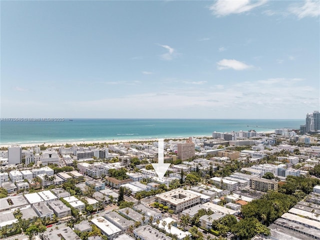 bird's eye view with a view of city and a water view