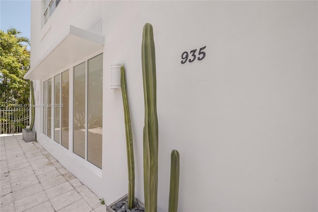 exterior space featuring stucco siding
