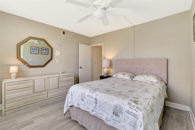 1936 S Ocean Dr Unit 2D, Hallandale Beach, FL 33009 - bedroom with light wood-style floors, baseboards, and ceiling fan