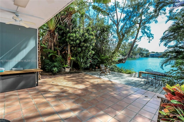 4901 SW 71st Pl Unit 4901, Miami, FL 33155 - view of patio / terrace featuring a ceiling fan and a water view