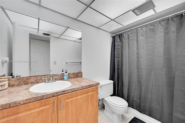 1820 SW 81st Ave Unit 3300, North Lauderdale, FL 33068 - full bathroom with visible vents, toilet, a paneled ceiling, vanity, and tile patterned floors