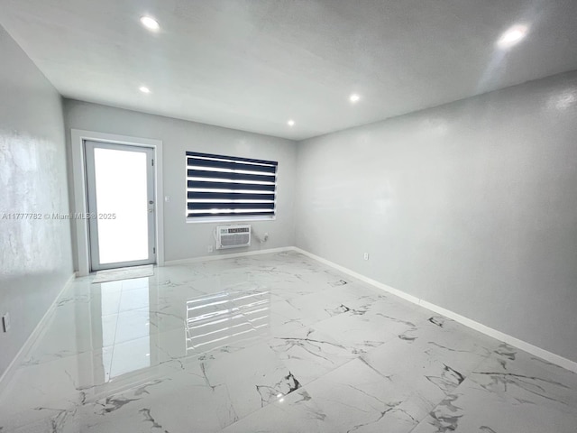 641 Espanola Way Unit 35, Miami Beach, FL 33139 - unfurnished room with baseboards, recessed lighting, and light marble finish floors