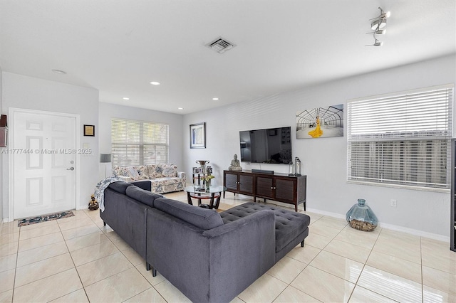 1431 SE 18th Ter, Homestead, FL 33035 - living area featuring baseboards, visible vents, recessed lighting, and light tile patterned floors