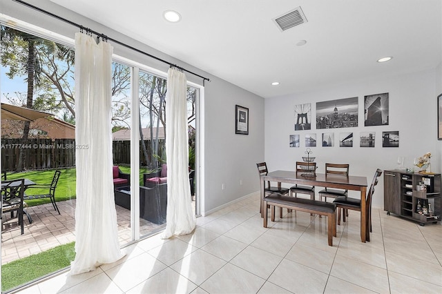 1431 SE 18th Ter, Homestead, FL 33035 - dining area with visible vents, recessed lighting, and light tile patterned floors