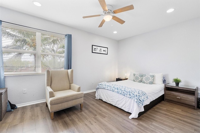 1431 SE 18th Ter, Homestead, FL 33035 - bedroom featuring a ceiling fan, recessed lighting, baseboards, and wood finished floors